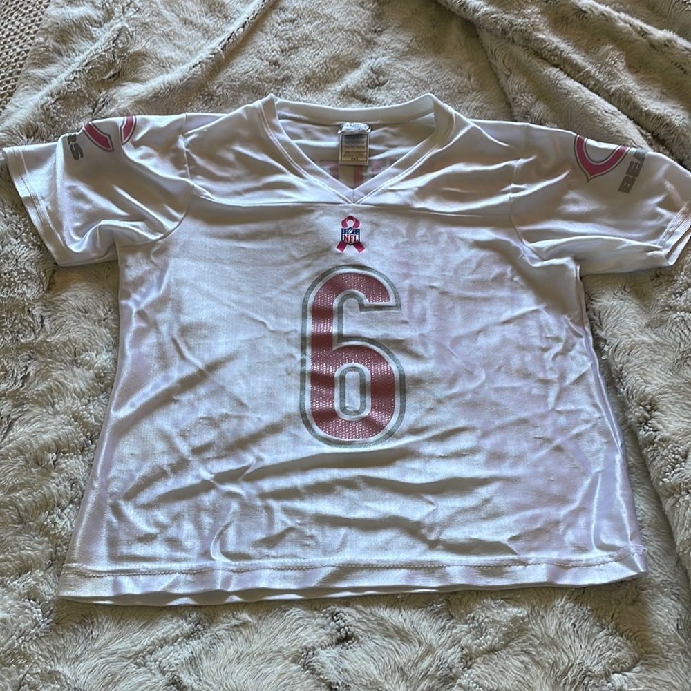 Official Bears Jersey Cutler pink white 6 breast cancer awareness medium m
